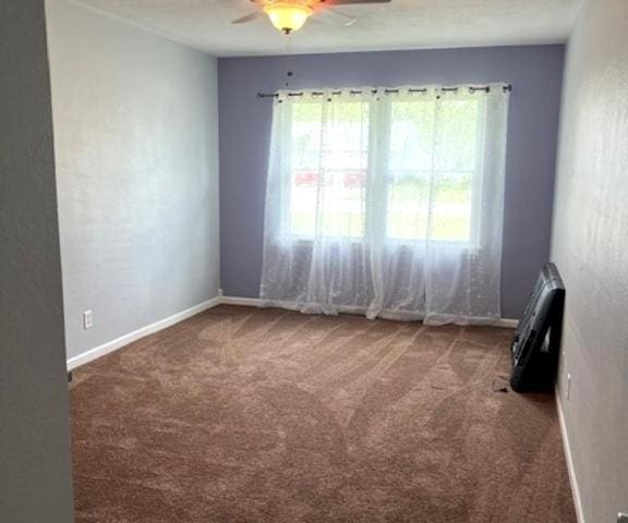 114 Dante Ct, Shorewood, IL 60404 - empty room with a ceiling fan, healthy amount of natural light, carpet, and baseboards