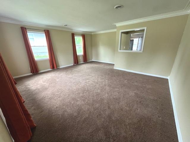 114 Dante Ct, Shorewood, IL 60404 - spare room with crown molding, carpet flooring, and baseboards