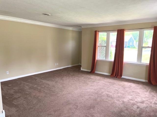 114 Dante Ct, Shorewood, IL 60404 - spare room with crown molding, carpet flooring, and baseboards