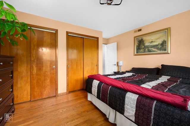 12732 S Austin Ave, Palos Heights, IL 60463 - bedroom featuring light wood-style flooring and two closets