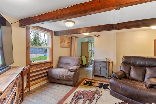 20425 N Hazelcrest Rd, Palatine, IL 60074 - living area featuring beam ceiling and light wood finished floors