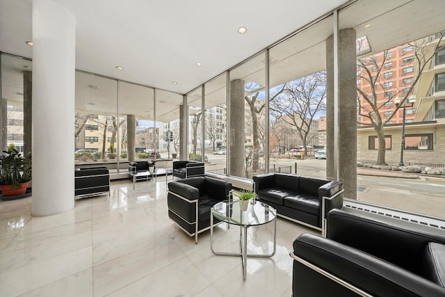 5757 N Sheridan Rd Unit 5J, Chicago, IL 60660 - common area featuring expansive windows and recessed lighting
