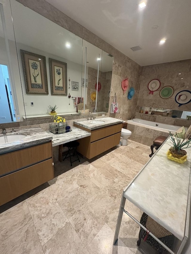 363 E Wacker Dr Unit 4801, Chicago, IL 60601 - bathroom with a bath, vanity, and toilet