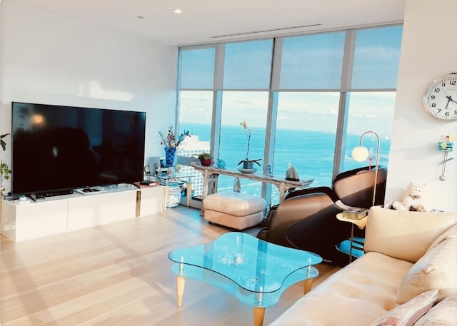 363 E Wacker Dr Unit 4801, Chicago, IL 60601 - living area featuring a wall of windows and wood finished floors