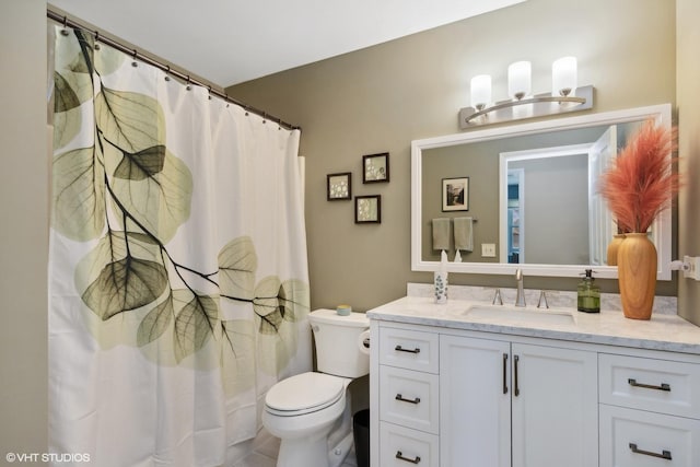 2212 High Point Dr, Lindenhurst, IL 60046 - bathroom with toilet, vanity, and curtained shower