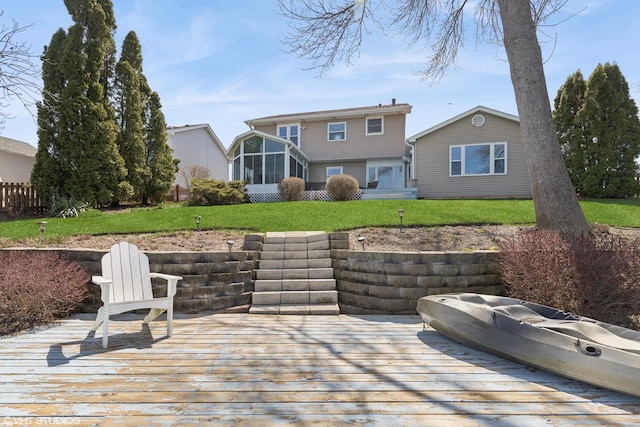 2212 High Point Dr, Lindenhurst, IL 60046 - wooden terrace featuring a sunroom