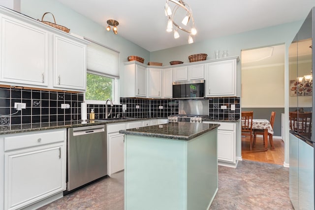 3518 Matisse Dr, Saint Charles, IL 60175 - kitchen featuring dishwasher, range, hanging light fixtures, a center island, and dark stone countertops