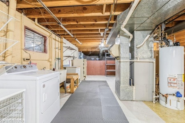 1029 Rain Tree Dr, Bolingbrook, IL 60440 - unfinished below grade area featuring washer / dryer and gas water heater