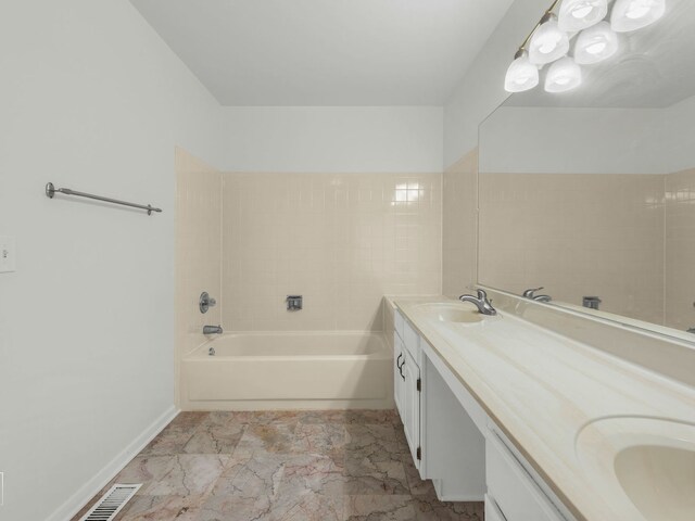 2349 County Farm Ln, Schaumburg, IL 60194 - bathroom featuring double vanity, a bath, and marble look tile flooring