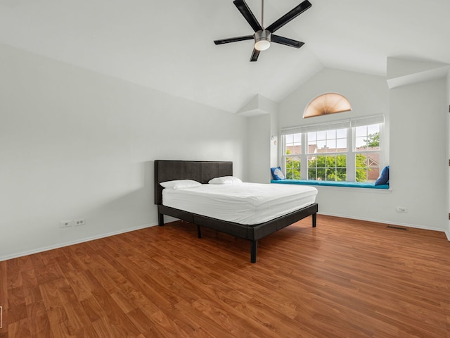 2349 County Farm Ln, Schaumburg, IL 60194 - bedroom featuring wood finished floors, ceiling fan, and high vaulted ceiling