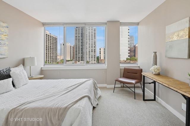 1 E Schiller St Unit 10B, Chicago, IL 60610 - carpeted bedroom with a skyline view and baseboards