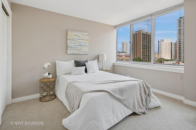 1 E Schiller St Unit 10B, Chicago, IL 60610 - carpeted bedroom with a skyline view and baseboards