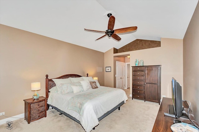 20400 Mackinac Point Dr, Frankfort, IL 60423 - bedroom with lofted ceiling, light carpet, a ceiling fan, and a closet