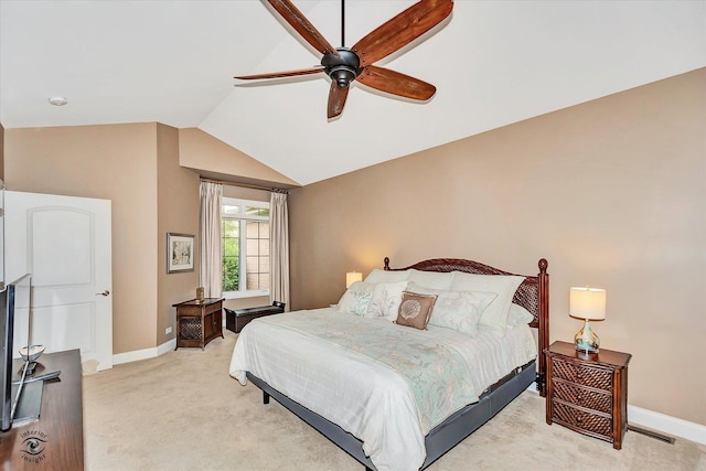 20400 Mackinac Point Dr, Frankfort, IL 60423 - bedroom featuring lofted ceiling, light colored carpet, and ceiling fan