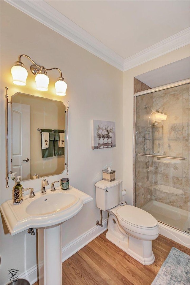 20400 Mackinac Point Dr, Frankfort, IL 60423 - full bath featuring wood finished floors, crown molding, and a shower stall