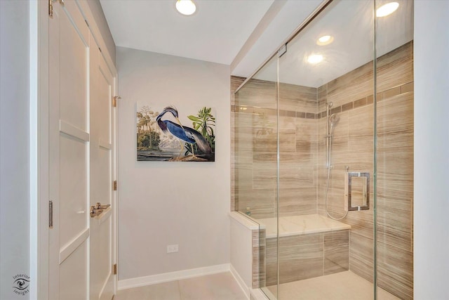 20400 Mackinac Point Dr, Frankfort, IL 60423 - full bathroom with a stall shower, tile patterned floors, and recessed lighting
