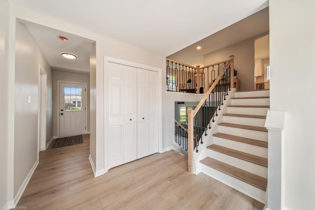 21W040 Monticello Rd, Lombard, IL 60148 - stairs with wood finished floors, baseboards, and recessed lighting