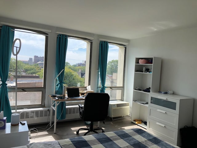 1450 E 55th Pl Unit 628S, Chicago, IL 60637 - office space with radiator heating unit and a view of city