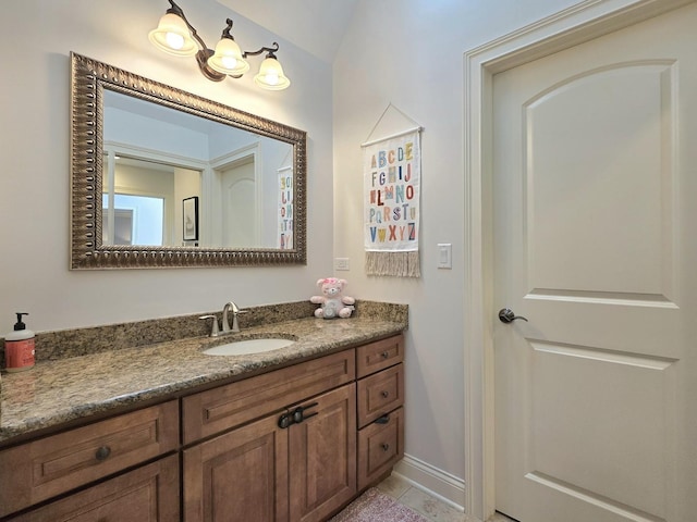 18545 S Marilynn Ct, Mokena, IL 60448 - bathroom featuring vanity, baseboards, and tile patterned flooring