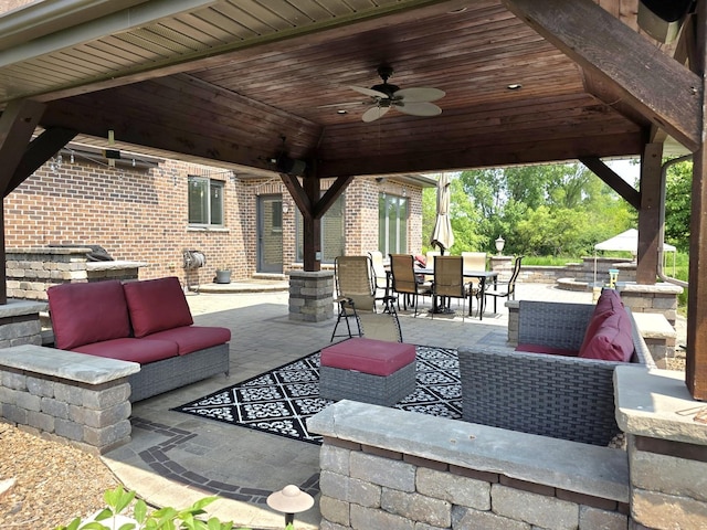 18545 S Marilynn Ct, Mokena, IL 60448 - view of patio / terrace with outdoor lounge area, outdoor dining area, and ceiling fan