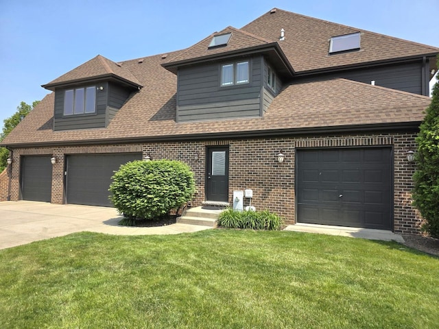 18545 S Marilynn Ct, Mokena, IL 60448 - view of front of home featuring brick siding, a front lawn, roof with shingles, and a garage
