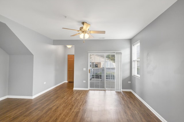 2215 Aurora Dr Unit 1, Pingree Grove, IL 60140 - empty room with a ceiling fan, wood finished floors, and baseboards