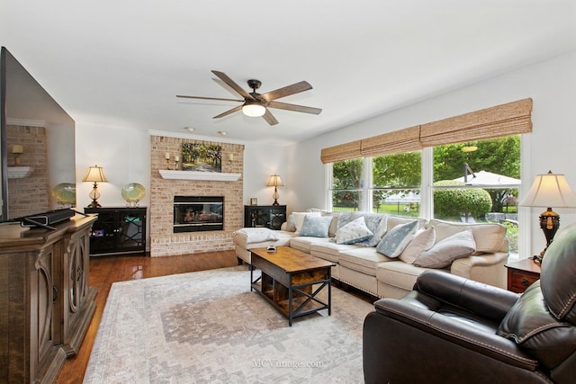 24255 Cropland Dr, Plainfield, IL 60544 - living room featuring a ceiling fan, plenty of natural light, and wood finished floors