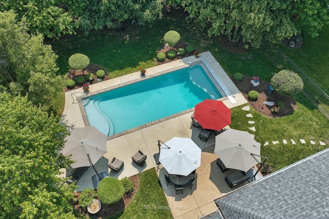 24255 Cropland Dr, Plainfield, IL 60544 - outdoor pool with a patio area, a yard, and outdoor dining area