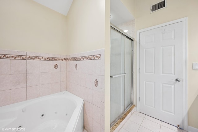1933 N 75th Ave, Elmwood Park, IL 60707 - full bath with a stall shower, tile walls, a jetted tub, and tile patterned flooring