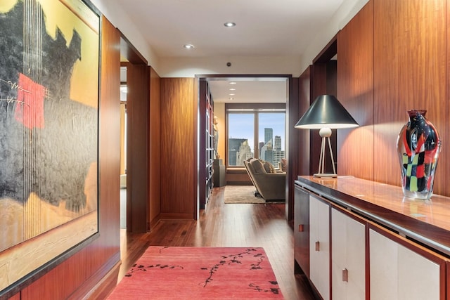 161 E Chicago Ave Unit 33De, Chicago, IL 60611 - hallway with hardwood / wood-style flooring and recessed lighting