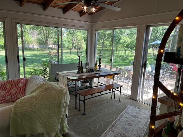 1539 Wincanton Dr, Deerfield, IL 60015 - sunroom / solarium with ceiling fan, healthy amount of natural light, and outdoor dining space