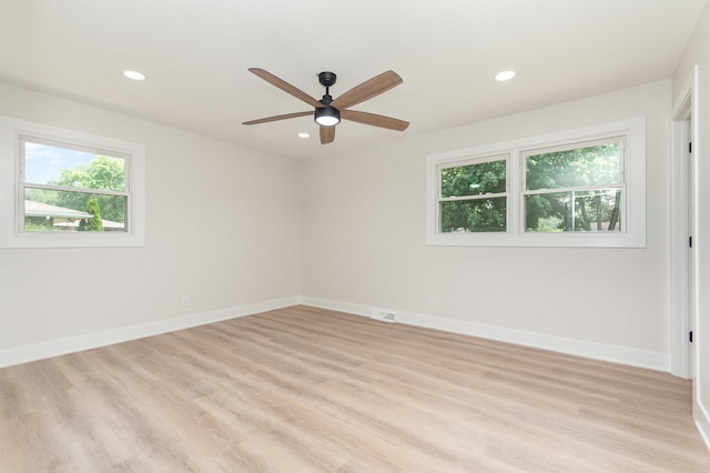 3100 Galena Dr, Joliet, IL 60435 - unfurnished room with a ceiling fan, light wood-type flooring, and recessed lighting