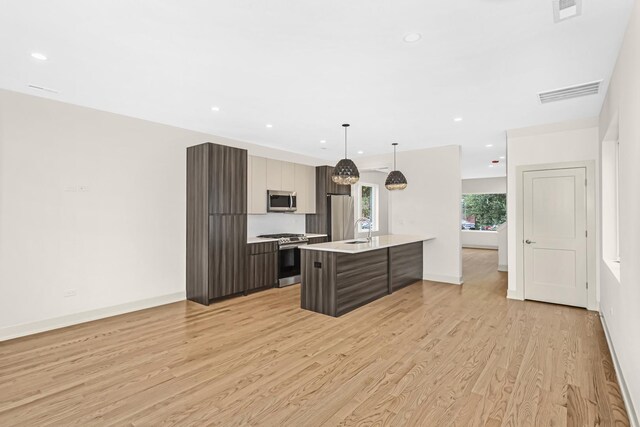 6513 S Langley Ave, Chicago, IL 60637 - kitchen with stainless steel appliances, a sink, modern cabinets, light countertops, and light wood-type flooring