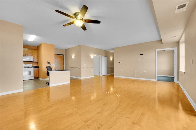9355 Irving Park Rd Unit 506, Schiller Park, IL 60176 - unfurnished living room featuring ceiling fan and light wood-style flooring