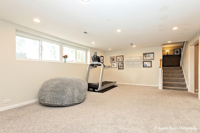 909 Aimtree Pl, Schaumburg, IL 60194 - exercise area with carpet flooring, recessed lighting, and baseboards