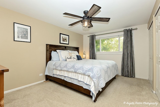 909 Aimtree Pl, Schaumburg, IL 60194 - bedroom featuring carpet flooring, a closet, baseboards, and ceiling fan