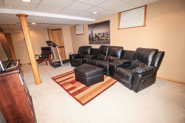 523 Jaquays St, Lockport, IL 60441 - living room with carpet, baseboards, and a drop ceiling