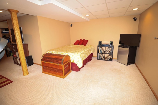 523 Jaquays St, Lockport, IL 60441 - bedroom with carpet flooring, a paneled ceiling, recessed lighting, and baseboards
