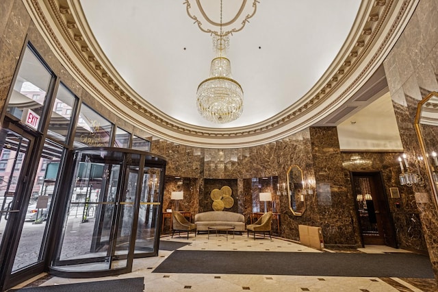 10 E Ontario St Unit 3609, Chicago, IL 60611 - community lobby featuring a towering ceiling and crown molding