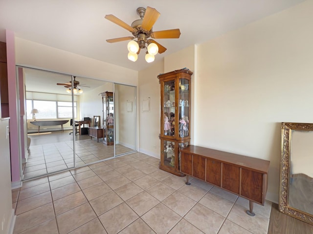 33 N Main St Unit 4J, Lombard, IL 60148 - unfurnished dining area featuring ceiling fan and light tile patterned floors