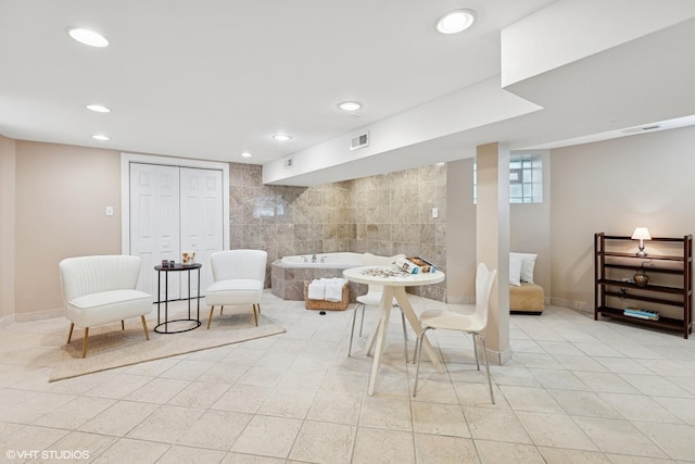1513 W Highland Ave, Chicago, IL 60660 - dining area featuring light tile patterned floors and recessed lighting