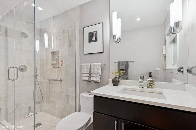 1543 Shawnee Trl, Riverwoods, IL 60015 - bathroom with vanity, a stall shower, and recessed lighting