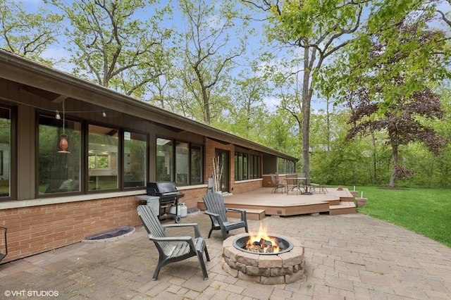 1543 Shawnee Trl, Riverwoods, IL 60015 - view of patio / terrace with an outdoor fire pit, a deck, and area for grilling
