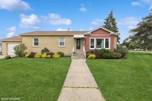 5112 N Canfield Ave, Norridge, IL 60706 - single story home with a front lawn, a garage, brick siding, and a shingled roof