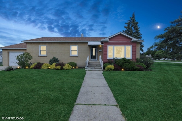5112 N Canfield Ave, Norridge, IL 60706 - ranch-style house featuring a front lawn, brick siding, roof with shingles, and a garage