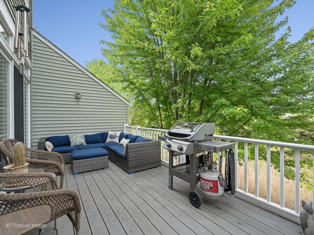 1016 Hummingbird Way, Bartlett, IL 60103 - wooden deck with an outdoor living space and a grill
