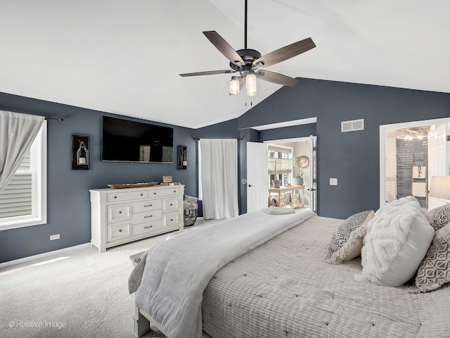 1016 Hummingbird Way, Bartlett, IL 60103 - bedroom with lofted ceiling, light colored carpet, baseboards, and a ceiling fan