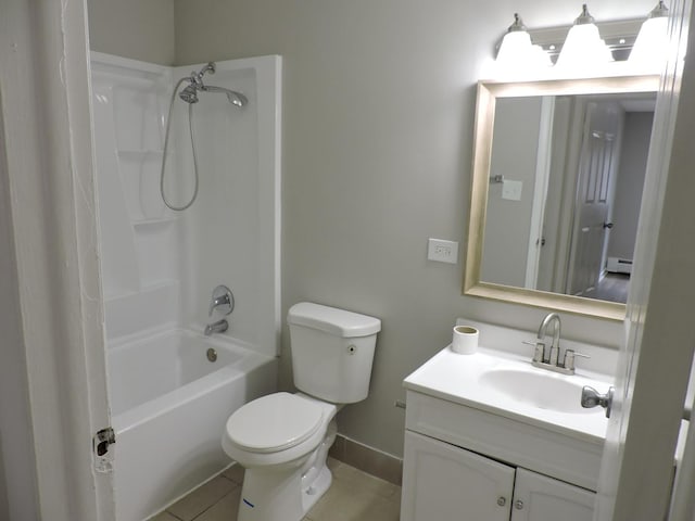 703 E Fullerton Ave Unit 1-110, Glendale Heights, IL 60139 - full bath with vanity, shower / tub combo, tile patterned flooring, and a baseboard radiator