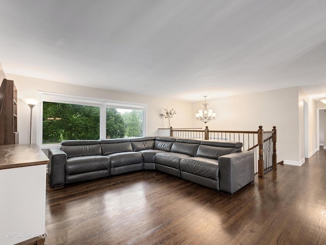 625 N Dupage Ave, Addison, IL 60101 - living room featuring a chandelier and dark wood finished floors