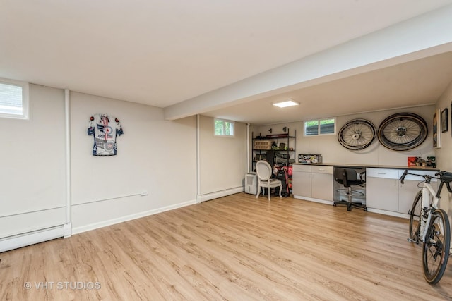 623 Cumnor Ave, Barrington, IL 60010 - office area with a baseboard radiator, wood finished floors, and baseboards